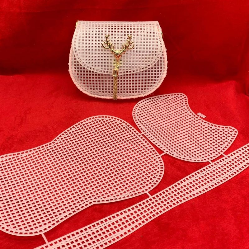 Allazone 37 PCS Clear Mesh Canvas Sheets for Embroidery, Mesh Sheets with 2 Color Acrylic Yarn for DIY Sewing Bag - Image 4